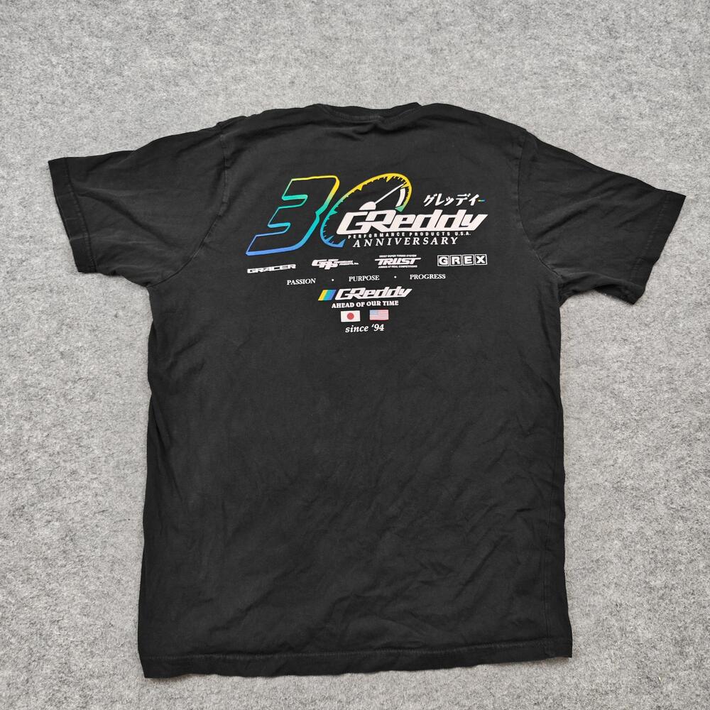 GReddy Shirt Mens Large Black 30th Anniversary Back Graphic Crewneck Cotton Tee